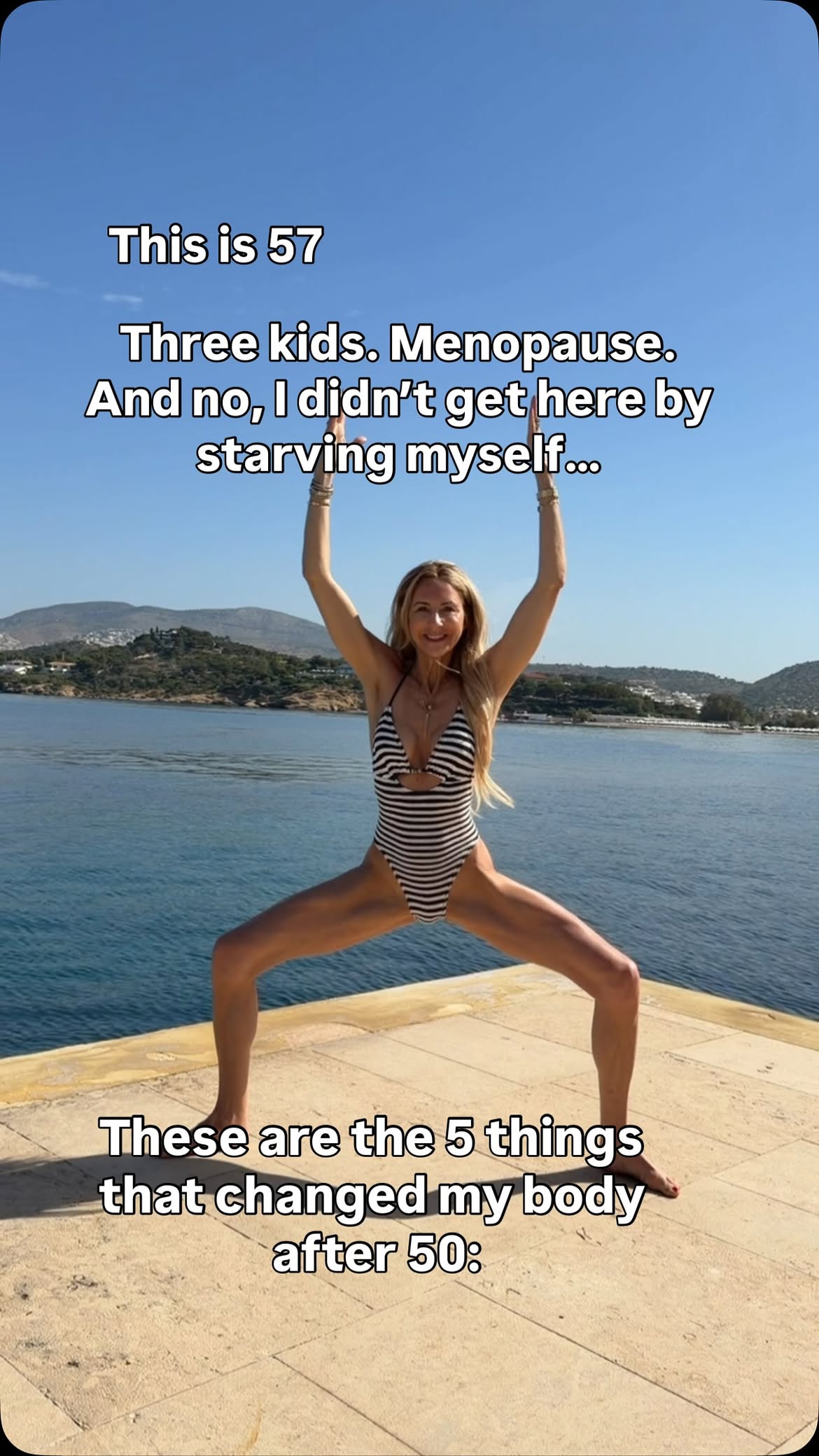 57. Three kids. Menopause.
And no, I didn’t get here by starving myself.

These are the 5 things that changed my body after 50:

1️⃣ I started lifting weights.
Muscle is the closest thing we have to a longevity drug.

2️⃣ I prioritized protein.
Not to get skinny. To stay strong.

3️⃣ I fixed my sleep.
Because hormones, hunger, recovery and stress all start there.

4️⃣ I stopped doing endless cardio.
More strength training. More walking. Less punishment.

5️⃣ I learned that stress shows up on your waistline, too. Sometimes the most powerful health habit is saying “no.”

Menopause changed my body.
But it also taught me to work with it instead of against it. And yes, I do take HRT and it works perfectly for me. Lately I started to use Testosterone and it helps me getting my energy level high.

At 57, I’m not trying to look 27. I‘m  trying to be strong, healthy, energetic and fully alive.

Save this post for later ❤️

Follow @agelesswithsue for more well-aging & longevity tips. 

#womenover50 #ageisjustanumber #womenempowerment #agelessbeauty #weightstraining