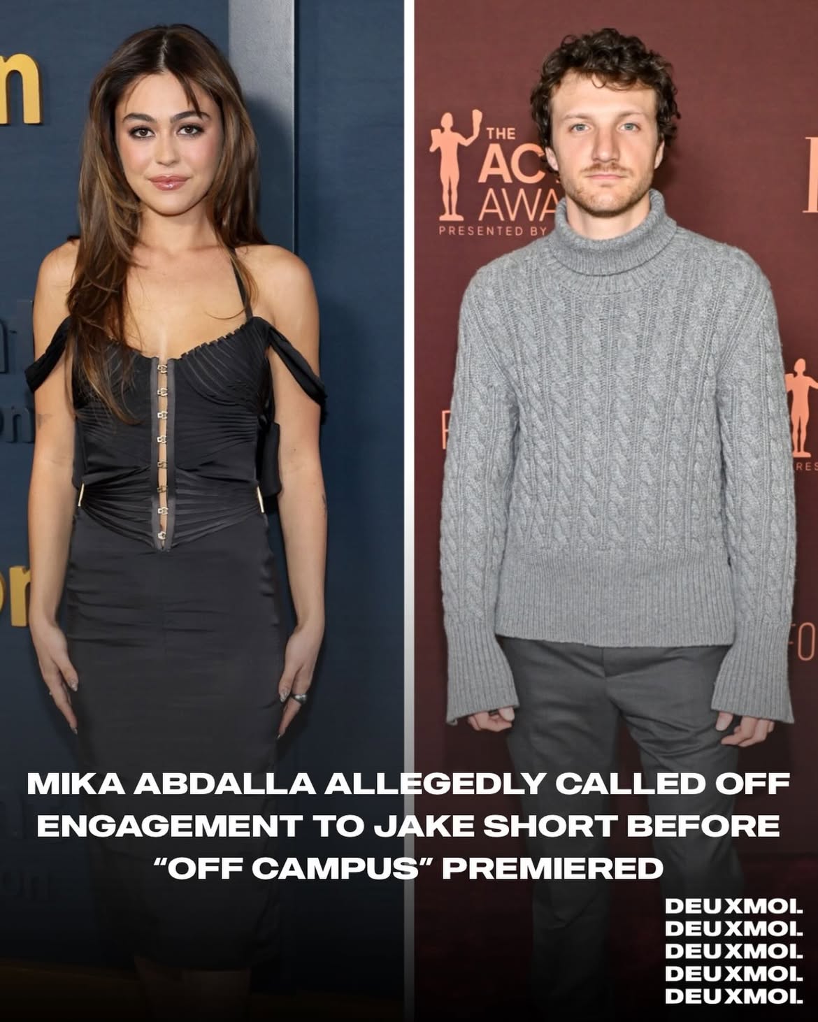 “Off Campus” star Mika Abdalla and actor Jake Short have ended their engagement.

Sources tell Deuxmoi Abdalla called off the relationship shortly before “Off Campus” premiered at the beginning of May. The pair first met while filming Hulu’s “Sex Appeal” in 2022 before turning their on-screen connection into a real life romance.

While fans have been speculating about what led to the split, one source claims Short was not the one who ended the relationship. Sources tell Deuxmoi, Short has been very saddened by the breakup following the end of the relationship.

According to the source, there was no major scandal behind the split. “They were a really great couple it just didn’t work out and they remain on good terms,” a source says.