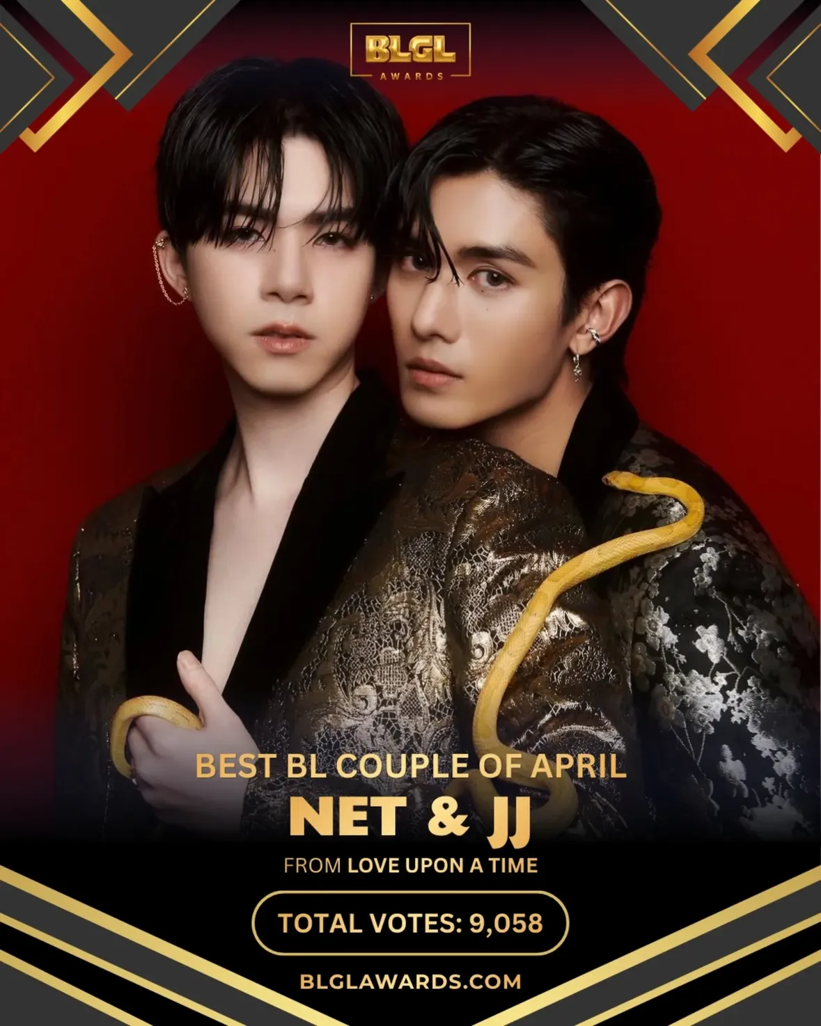 💫 Congratulations to Net & JJ for winning Best BL Couple of April for their performance in Love Upon A Time! ✨

Runners-up:
🥈 Aou & Boom (Only Friends Dream On)
🥉 Perth & Santa (Love You Teacher)
4️⃣ Jeff & Barcode (Wooju Bakery)
5️⃣ He Chang Xi & He Yan Zhao (Sammy’s Children’s Day)

Thank you to all the fans who voted in the BL GL Awards – April Edition 💖

Visit blglawards.com for detailed results.

#netjj #aouboom #perthsanta #jeffbarcode #BLGLAwards