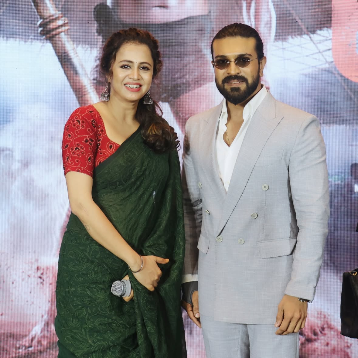 With The Mega Power Star @alwaysramcharan for the Tamil press meet of #peddi ❤️💥 Absolutely humble and grounded for the power house of talent and mass icon that he is!!❤️❤️❤️ 
Wishing the whole team of #peddi a massive blockbuster on June4th @vriddhicinemas @proyuvraaj ❤️ 📸 : @mg_photography06 ❤️
