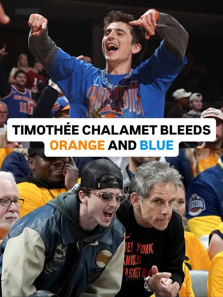 @tchalamet bleeds orange and blue 🧡💙 His @nyknicks are four wins away from their first NBA championship since 1973!