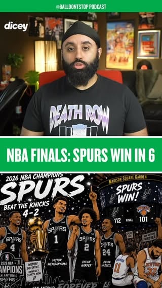 I got the Spurs beating the Knicks in 6 games to win the NBA championship 🏆 They have the defensive makeup to disrupt the Knicks offense and I expect Fox to have a much better series than he did in the WCF. That Thunder defense we just saw the Spurs beat was no joke. Will be a fun series though. 

@dicey_hq