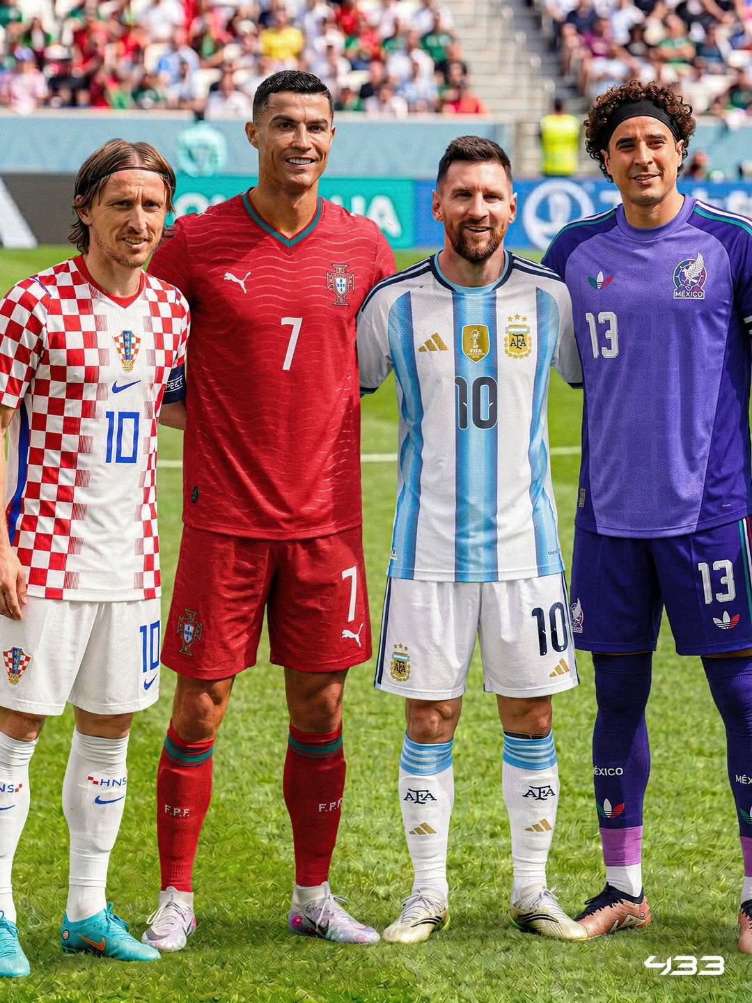 𝐓𝐇𝐄 𝐋𝐎𝐍𝐆𝐄𝐕𝐈𝐓𝐘 𝐈𝐒 𝐔𝐍𝐌𝐀𝐓𝐂𝐇𝐄𝐃 🤯

Out of the 736 players present at the 2006 World Cup in Germany, only 4️⃣ will be active coming summer 🌟

🇦🇷 Lionel Messi
🇵🇹 Cristiano Ronaldo
🇲🇽 Guillermo Ochoa
🇭🇷 Luka Modrić

𝐀𝐠𝐢𝐧𝐠 𝐥𝐢𝐤𝐞 𝐟𝐢𝐧𝐞 𝐰𝐢𝐧𝐞 🍷