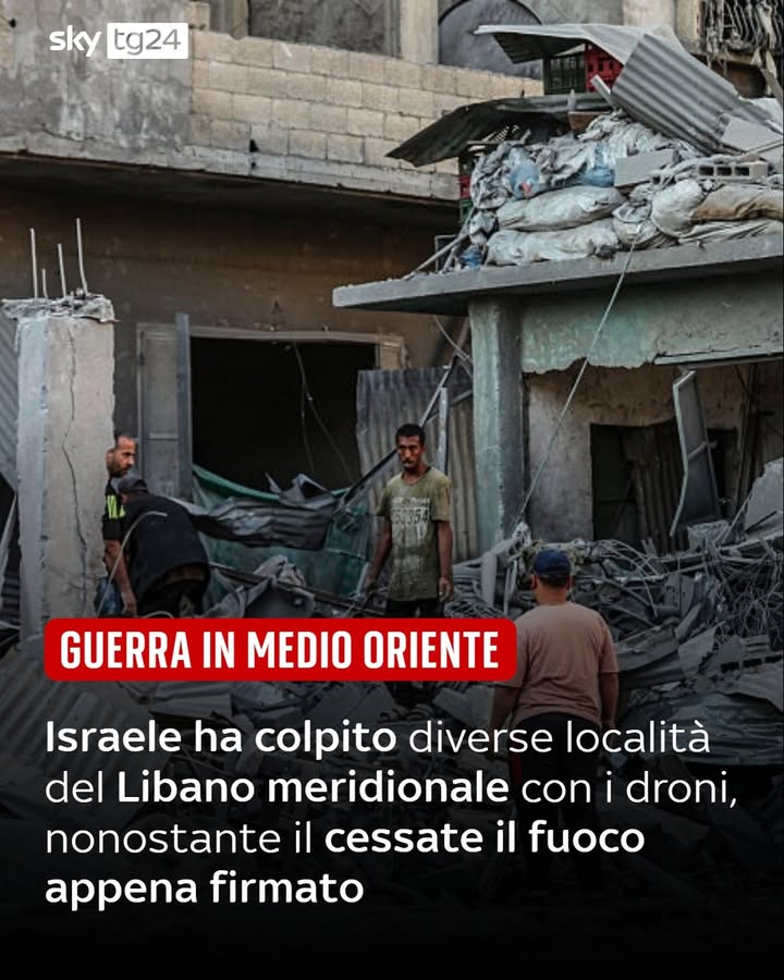 Israele e Libano hanno annunciato di aver concordato il rinnovo del cessate il fuoco e l'istituzione di zone di sicurezza controllate dall'esercito libanese, che escluderanno Hezbollah. La tregua sarà subordinata alla "cessazione completa del fuoco di Hezbollah e all'evacuazione di tutti i suoi membri dal settore del Litani meridionale".

Nonostante la tregua però Israele ha colpito diverse località del Libano meridionale con i droni. Lo riporta l'Agenzia di Stampa Nazionale libanese, aggiungendo che uno degli attacchi ha causato vittime. L'Idf ha riferito di aver condotto un'operazione contro un deposito di esplosivi di Hezbollah. Le Forze di Difesa Israeliane hanno dichiarato inoltre di aver utilizzato sei tonnellate di esplosivo per distruggere oltre 20 siti terroristici nell'area.

Nel link in bio tutti gli aggiornamenti