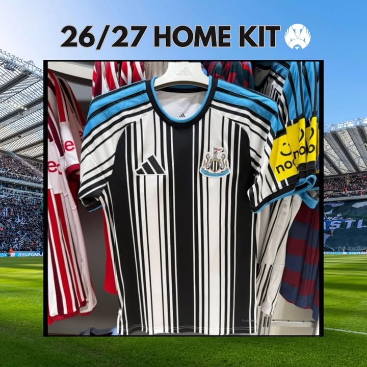 NEW Home kit spotted in store!👀

Newcastle United 2026-2027 home shirt seen amongst other new premier league kits on a retail rack in Malaysia.

Still no front of shirt sponsor following the end of the Sela deal.

Thoughts?

#nufc #newcastle #newcastleunited