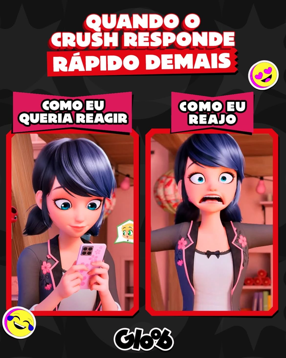 Você também fica igual a Marinette quando o crush manda mensagem? 👀💘 #Miraculous