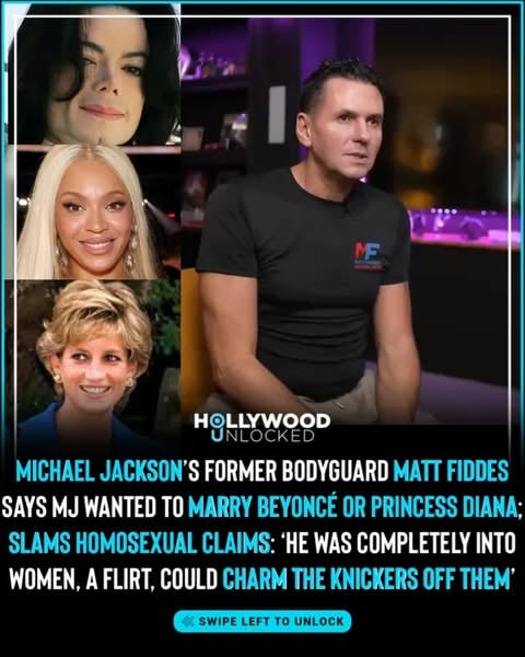 HU Staff: Ariela Anís @ari.anis
Michael Jackson’s former bodyguard Matt Fiddes is making it crystal clear how big of a “flirt,” “charmer,” and “ladies man” MJ was, even sharing how he apparently wanted to marry Beyoncé or Princess Diana. In a May 24 interview with ‘The Art of Dialogue,’ MJ’s former bodyguard spoke on the King of Pop’s crush on Queen Bey. 
___________________________________________________
Fiddes said, “Yeah, he loved Beyoncé. He wanted to marry Beyoncé. Beyoncé or Princess Diana. He told me he would marry Princess Diana in a heartbeat. And they spent hours on the phone together. But, Beyoncé, whenever he was asked to be given an award, he would always say, ‘If Beyoncé gives it, then it’s okay.’ And when we heard that she was at a party, we would turn up in the hope that he would catch her. She used to call. She was a good friend of his. She used to call all the time. But, yeah, he liked Beyoncé, a lot.”
___________________________________________________
Fiddes continued to share, “It’s kind of, like, hard to say now, but we went to a Puff Daddy party, right? But not a Puff Daddy PARTY, like a Puffy Daddy party that people hearing this are gonna think. But, we were there for like five minutes... We came on in, he sat down next to P. Diddy, and he said, ‘Is Beyoncé here?’ He goes, ’She just left five minutes ago.’ and he’s like, ‘Ahh. Matt, let’s go.’ And we left and we went.” Later, Fiddes continued, “He was a flirt. Tito Jackson went on an interview, a podcast, and he said, ‘If anyone asks me, ‘Is your brother homosexual?,’ I say, ‘You go and send your wife to Neverland, or girlfriend, for one day. And good luck. Watch what happens.’ ‘Cause he’ll charm the knickers off her. He was completely into women. Completely ... He was a flirt. He used to call women fish. ‘Bring that fish to my room.’ ‘I want that fish.’ That was his code for us to sneak girls into his room.”
___________________________________________________
Click the link in bio for full story 📸 Getty Images / @theartofdialogue