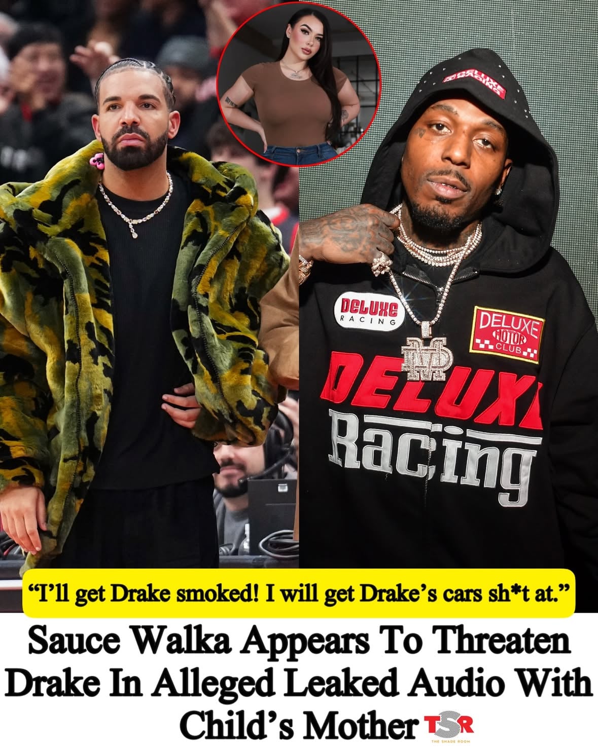 The mother of #SauceWalka’s child, #KileyLossen, shared audio that appears to capture the rapper going off on her during a heated argument and even mentioning #Drake. 
_____________________________________
In the clip, the person believed to be Sauce Walka can allegedly be heard making threatening remarks toward both Kiley and the Canadian rapper. (SWIPE to read what he allegedly said.) — (📸: @gettyimages) ✍🏾: #TSRStaffLG