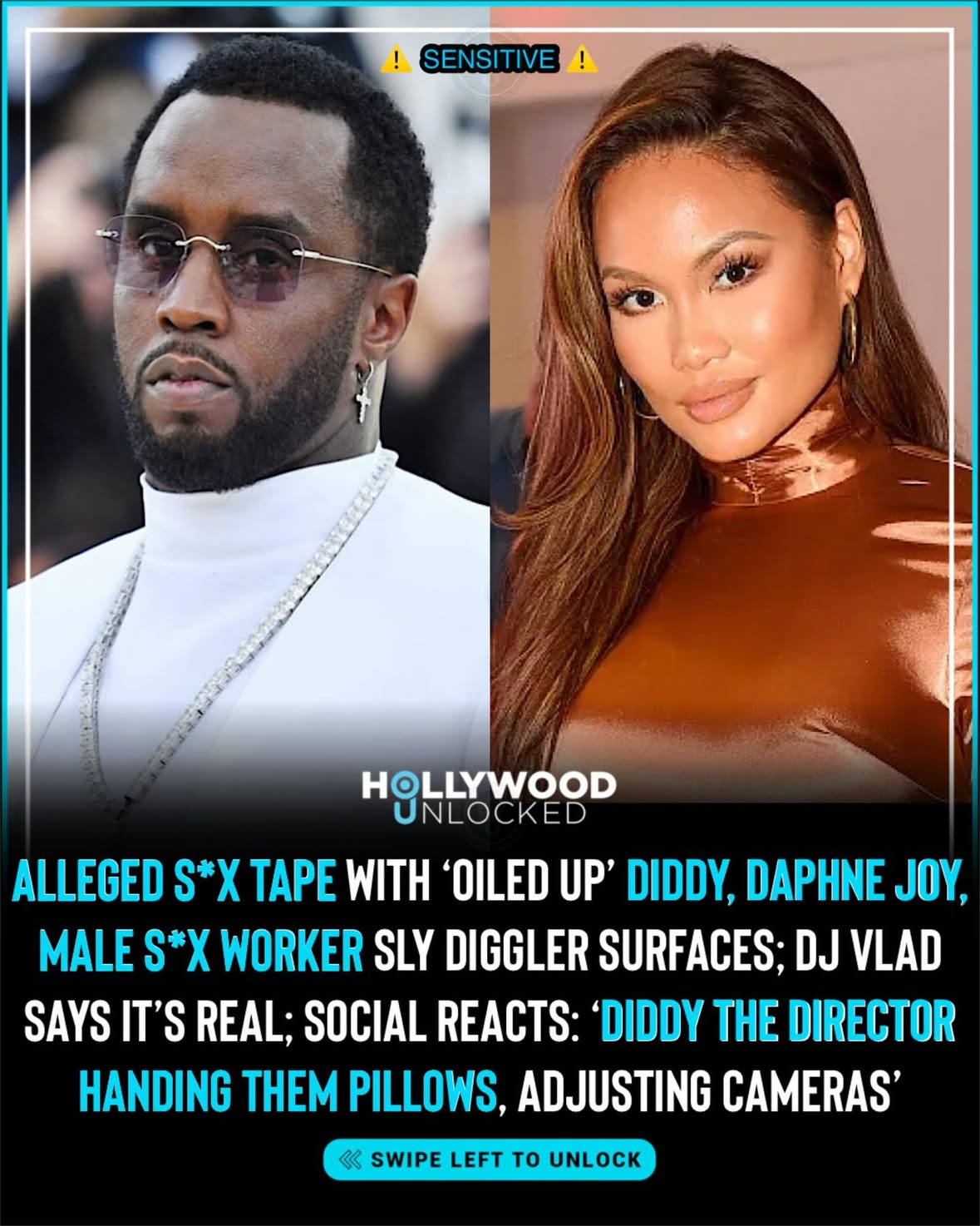 HU Staff: Ariela Anís @ari.anis
⚠️ SENSITIVE: Uh oh! An alleged s*x tape has surfaced online showing an “oiled up” Diddy with 50 Cent’s son’s mother Daphne Joy, and a male s*x worker named Sly Diggler. As the alleged tape made its rounds, DJ Vlad — who interviewed Sly Diggler 5 months ago — is confirming the alleged freak-off tape to be ”100% real.”
___________________________________________________
In the late hours of Saturday (May 30), a nearly 2-minute clip of the tape surfaced on X (formerly Twitter). Shortly after a supposed full version surfaced with nearly 40 minutes of footage. In the video, Sly Diggler is allegedly having intercourse with Daphne Joy as Diddy operates the camera and watches while also nude and mast**bating. As s*x positions change, cameras and lights change with them — it was giving a full-on amateur production, as observed by social media users online.
 ___________________________________________________
Meanwhile, DJ Vlad also reacted and validated the authenticity of the tape. He reminded the internet how he interviewed Sly Diggler back in December 2025. During the interview, Sly talked about doing alleged freak offs with Diddy and Daphne Joy. Vlad said Sly showed him a clip of the video, which Diddy apparently “accidentally” filmed on the adult star’s phone. 
___________________________________________________
Click the link in bio for full story 📸 Getty Images / @vladtv