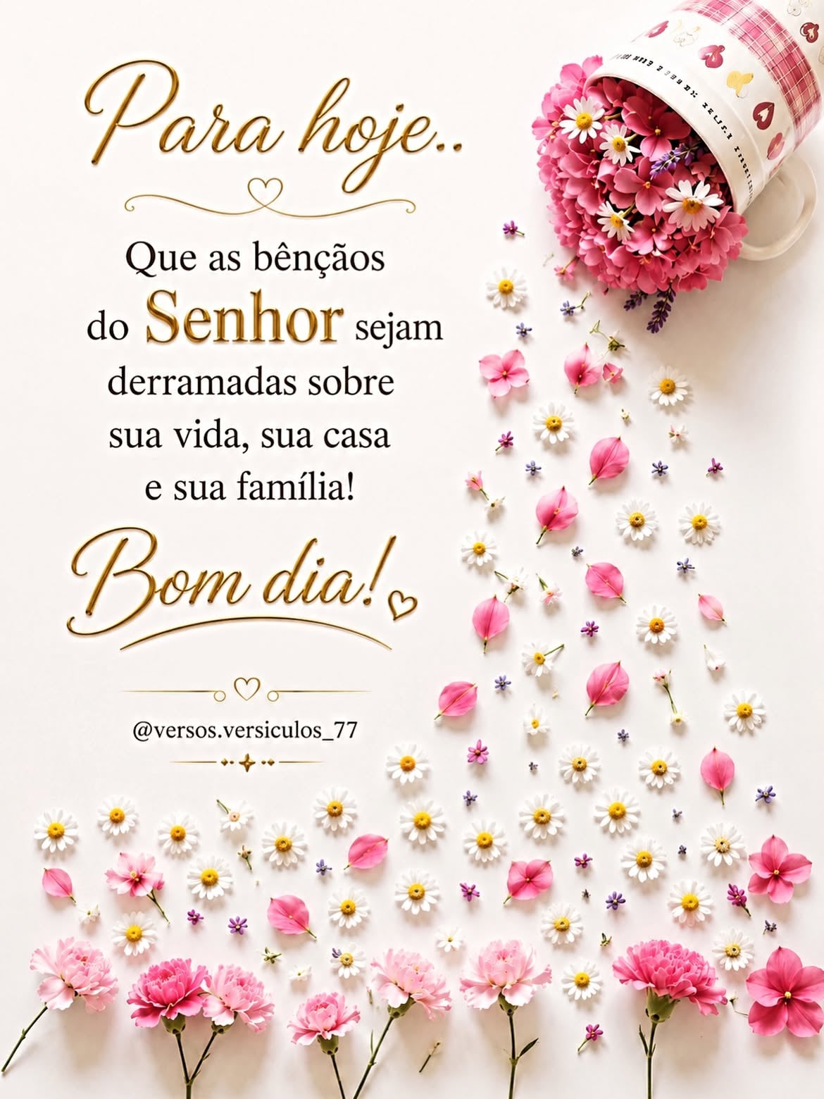 Bom dia!

Que hoje o Senhor derrame sobre sua vida bênçãos sem medida, renovando suas forças, trazendo paz ao seu coração e esperança para cada novo passo.

Que sua casa seja cheia da presença de Deus, sua família seja guardada por Seu amor e que a graça do Senhor acompanhe você em todos os momentos deste dia.

Feliz Sábado!
Siga @versos.versiculos_77 
#bomdia #deusébom #fé #gratidão #sabado