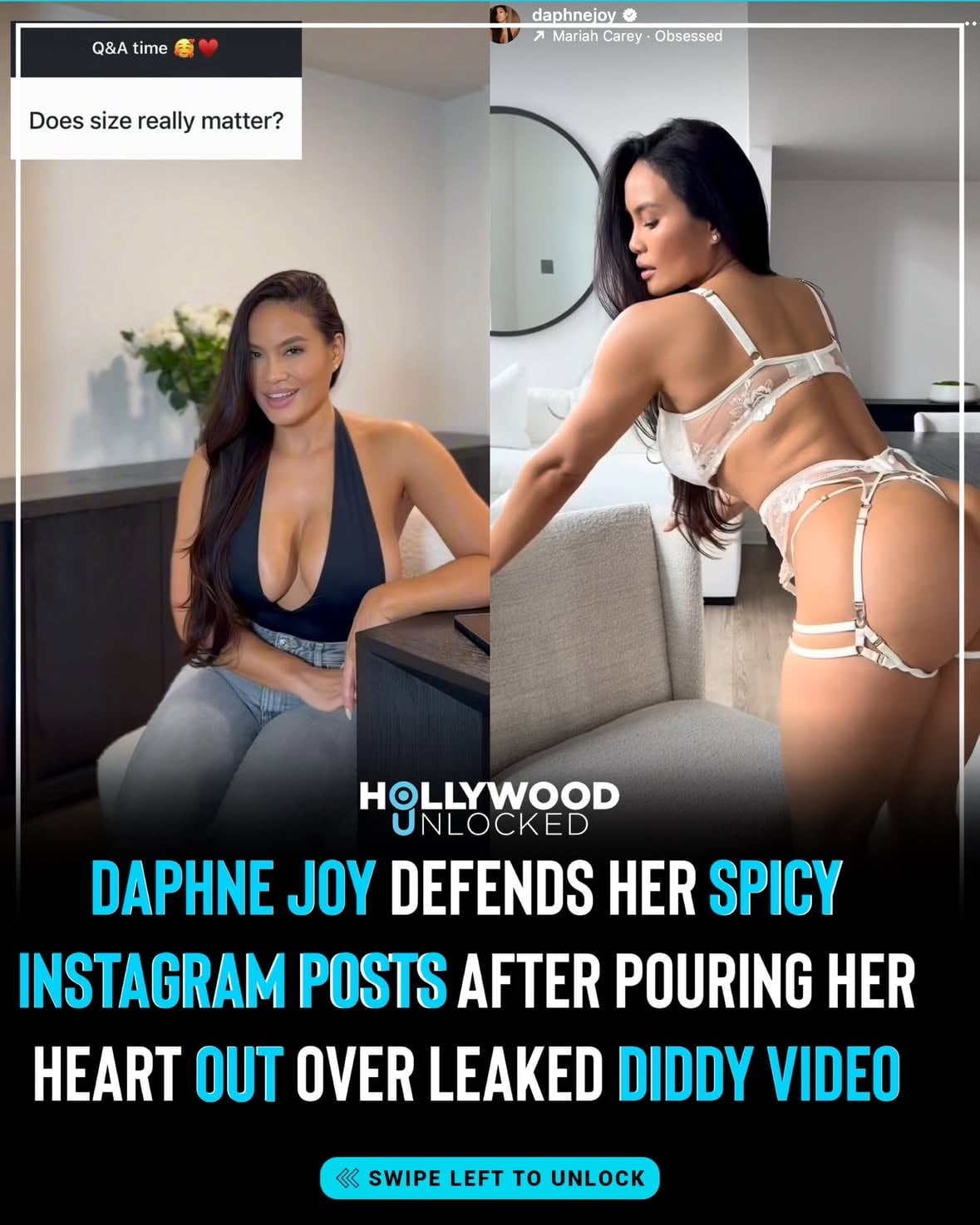 HU Staff: Kecia Gayle @kecia.kae 
Just hours after Daphne Joy dropped an emotional statement about a leaked explicit video allegedly involving Sean “Diddy” Combs and another man, she’s already back on the timeline to handle the noise. 
___________________________________________________
While some fans were busy sending prayers, others were in her comments trying to pocket-watch her “spicy” Instagram content and questioning her “victim” status. Right after her statement she took to her IG Story to resume posting as normal. She started answering questions and one read: “does size matter?” and Daphne got right into it. 

Now, instead of hiding under a rock amid all of this online chaos, she making it clear that the trauma she endured does not define who she is today, it’s clearly making her stronger. 
___________________________________________________
Daphne peeped a comment under @TheShaderoom that read, “So watt was the point of the statement if you were just going to play into it?” The model responded, “I am allowed to cry about something painful and still continue to move on with my life.”
___________________________________________________
Click the link in bio for full story 📸 Getty Images /