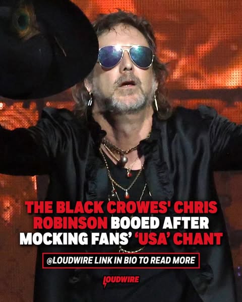 According to TMZ, the trouble began when an image of the band’s black crow mascot dressed as Uncle Sam appeared on a screen behind the stage, prompting some members of the crowd to chant “U.S.A.”