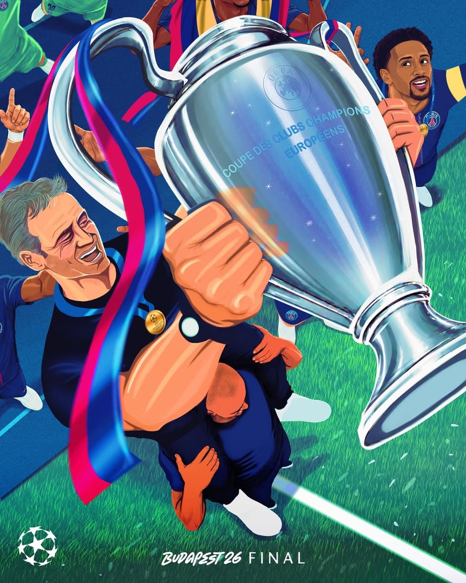 Luis Enrique lifting Paris to new heights 🥹❤️💙

🎨 @el_falso9  x #UCLfinal