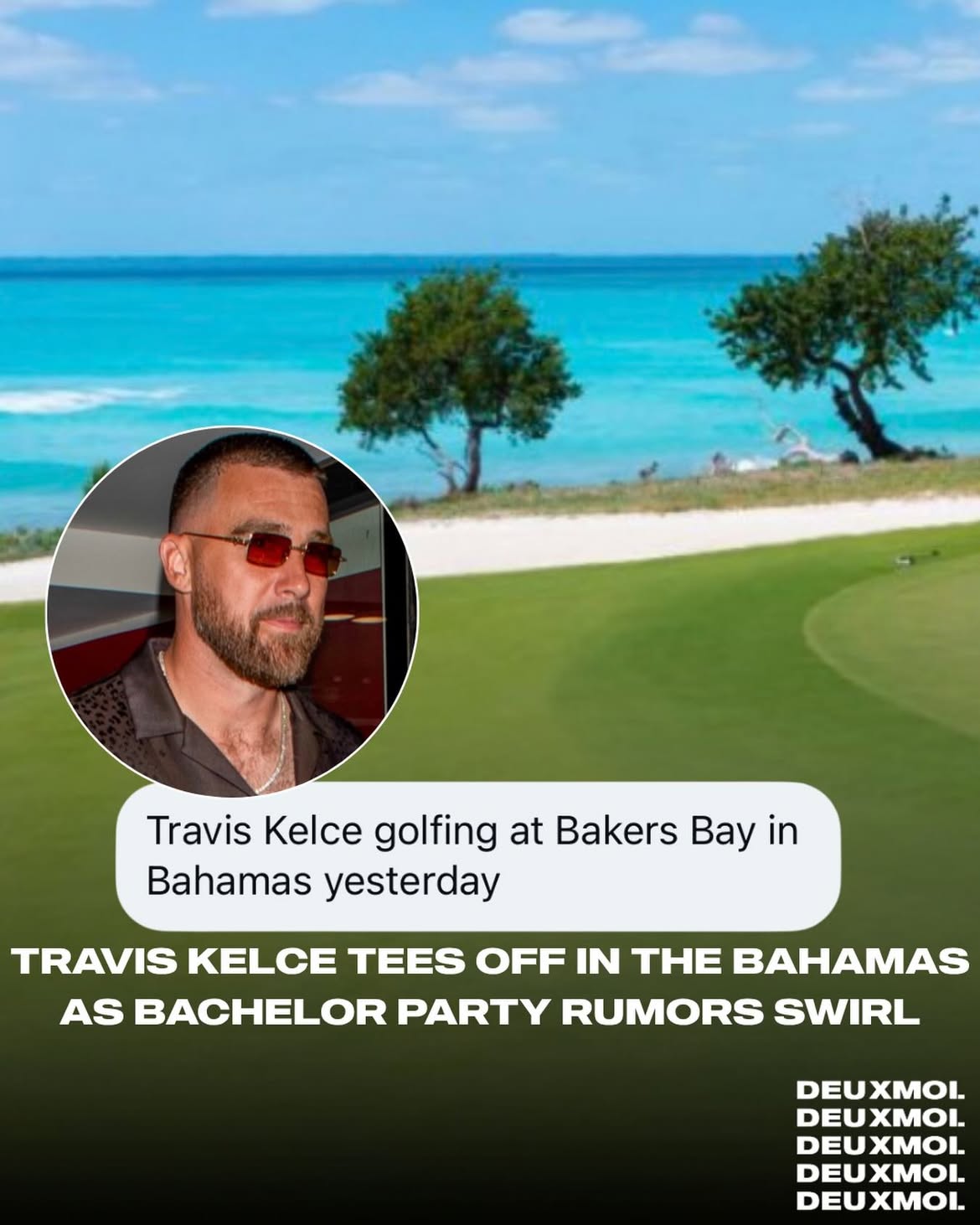 Travis Kelce was allegedly spotted hitting the links at Baker’s Bay in the Bahamas this weekend with Matthew Stafford, the quarterback for the Los Angeles Rams & others. Separately, the sighting comes as sources have suggested the NFL star could be planning to host his bachelor party in the Bahamas, potentially at the rumored residence he and Taylor Swift reportedly own there.