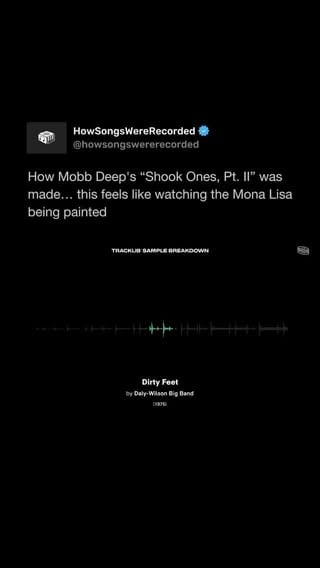 How “Shook Ones, Pt. II” by Mobb Deep was made
[via: @tracklib]

“Shook Ones (Part II)” by Mobb Deep is widely regarded as one of the greatest hip-hop songs of all time, often praised for surpassing the original “Shook Ones” and standing as a defining example of a sequel done right. Built on a haunting, minimalist beat, it became a Queensbridge anthem where Prodigy and Havoc deliver cold, precise warnings to fake street personas.

Released as the lead single from their classic album The Infamous, the track captured the raw energy of both artists when they were just 19 years old. Its influence stretched far beyond its release, even being referenced in the film 8 Mile, where Eminem’s character famously echoes one of its most iconic lines during a freestyle over the same instrumental.

#mobbdeep #havoc #prodigy #beat