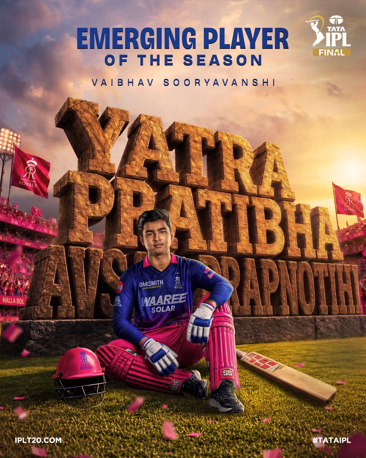 Where Talent makes the most of Opportunity 🌟

1️⃣5️⃣-year-old Vaibhav Sooryavanshi becomes the youngest recipient of the 𝙀𝙢𝙚𝙧𝙜𝙞𝙣𝙜 𝙋𝙡𝙖𝙮𝙚𝙧 𝙤𝙛 𝙩𝙝𝙚 𝙎𝙚𝙖𝙨𝙤𝙣 Award 👏🙇‍♂️

#TATAIPL | #Final | #TheFinalLeap | #RCBvGT