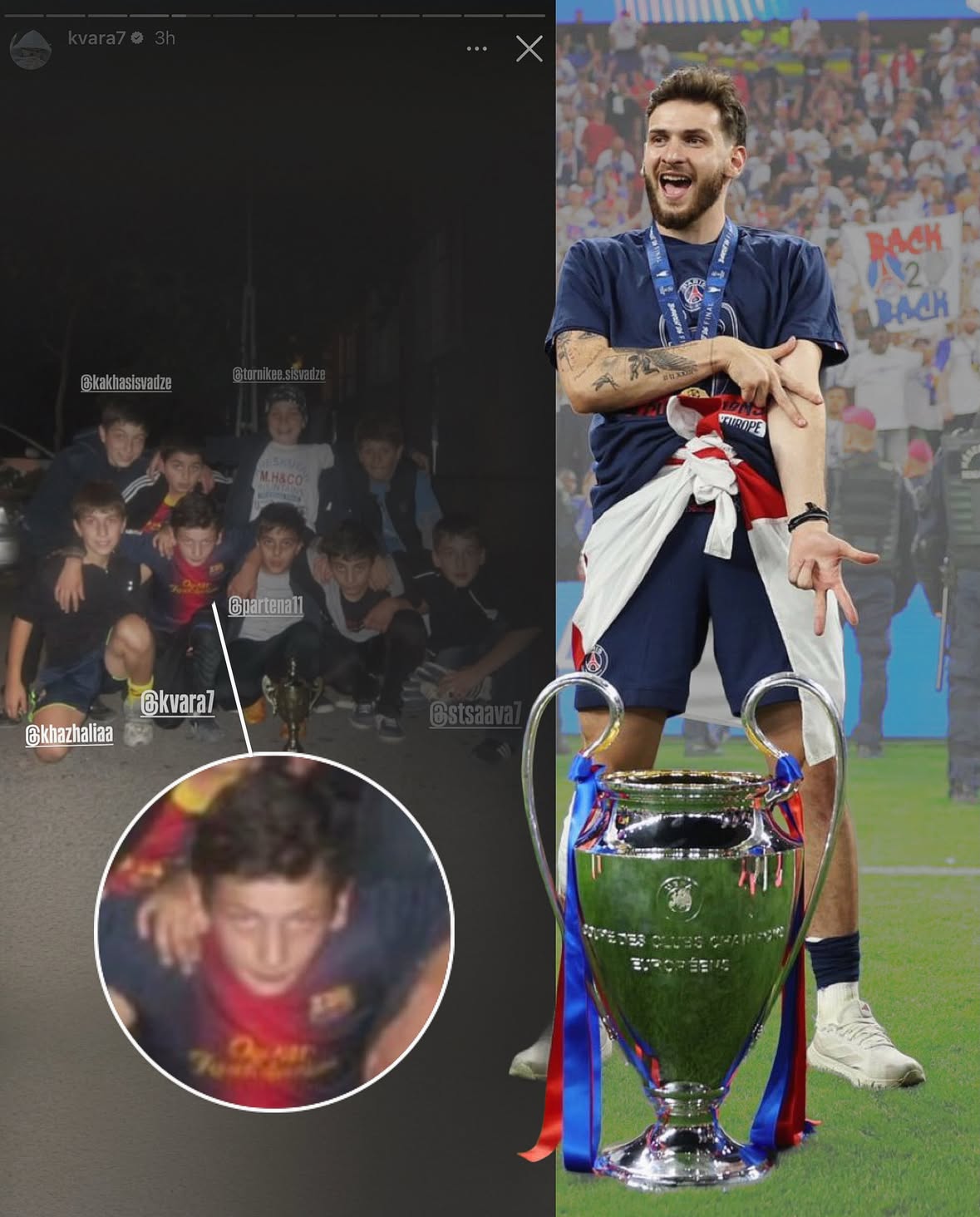 🚨📸 | Kvara on IG posts a pic of him in Barça jersey when he was young!