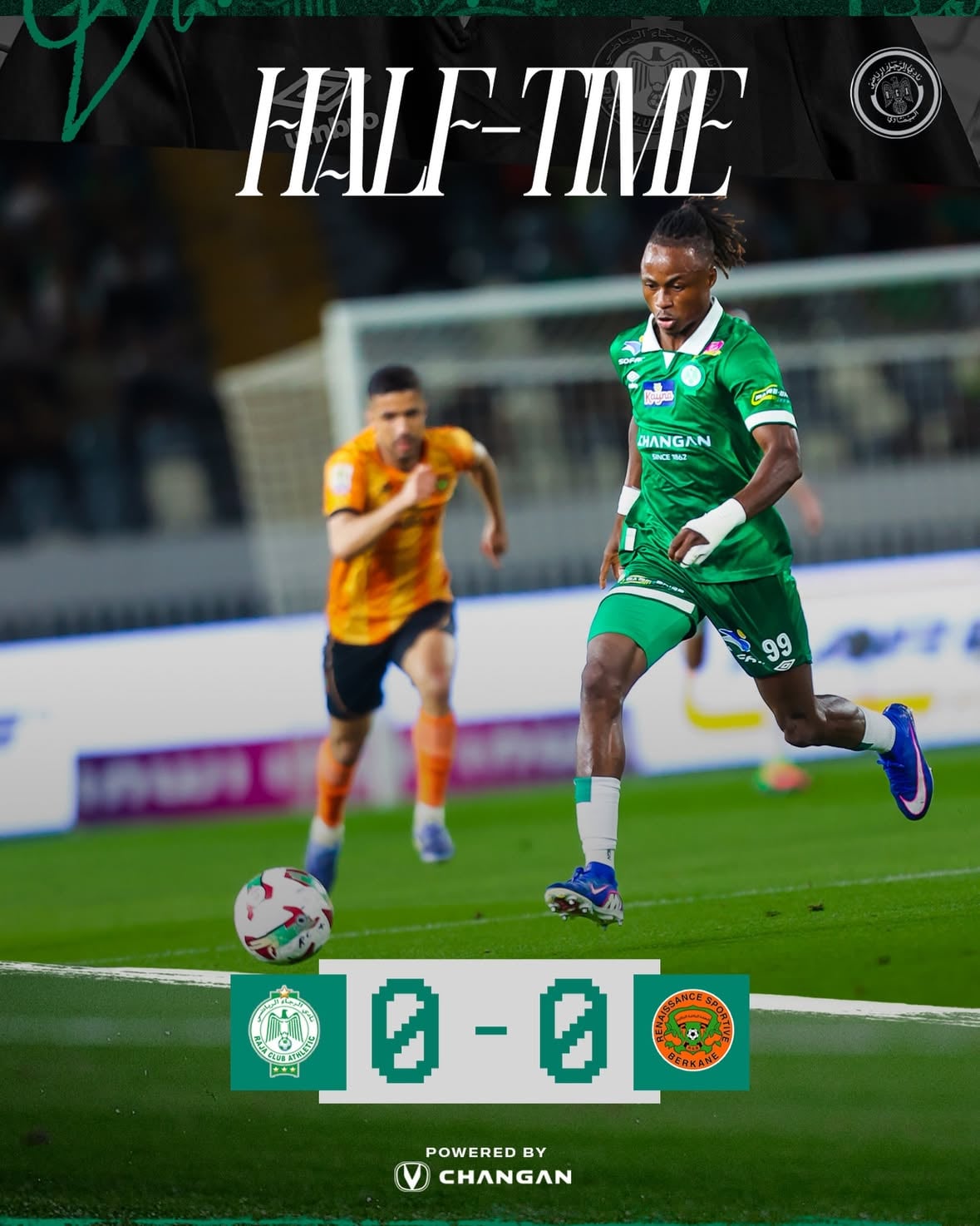 Half-time 0-0. We keep pushing 💚