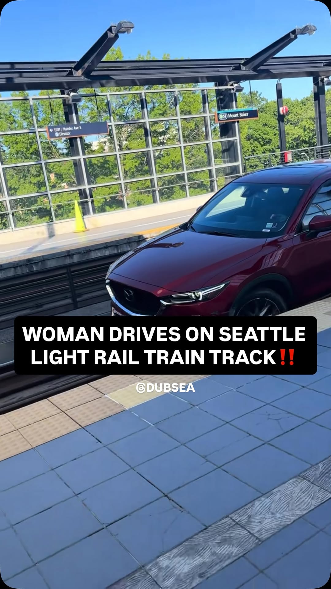 A woman somehow drove her car onto Seattle’s elevated light rail tracks at Mount Baker Station on Wednesday evening, bringing train service to a halt. 😳🚆

Witnesses say the driver told people she was “following GPS” after ending up on the tracks and driving a significant distance before getting stuck. The vehicle had to be removed from the guideway, causing major delays for riders across the 1 Line.

How does this even happen⁉️😭 #DUBSEA 

🎥: @amaraleshae