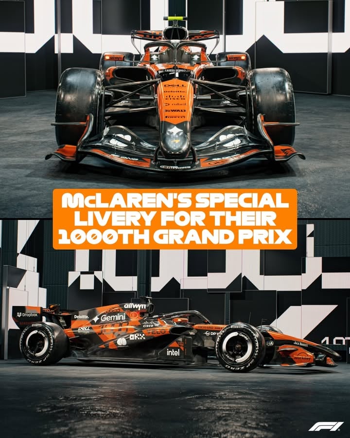 A special look for a momentous occasion 🤩

McLaren will celebrate their 1000th Grand Prix in Monaco this weekend, and they're doing it with a special one-off livery 🧡

#F1 #Formula1 #MonacoGP @mclarenf1