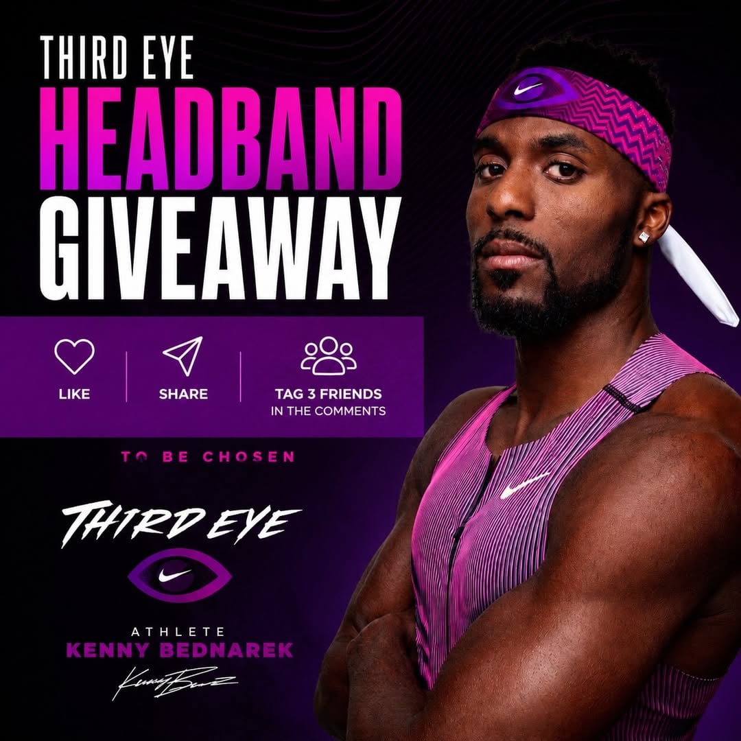 Headband Giveaway. The Third Eye Headband worn for the 200m Opener in Rabat. To enter ⬇️

Like, Tag 3 friends in the comments, and share!

Third Eye Headband
Designed for athletes who move with instinct, awareness and vision. The Third Eye headband represents focus beyond the surface, seeing the race before it happen. The bold patterns represent movement, energy, and elevated mindset. Built for training, competing and staying mentally sharp through every phase of the journey