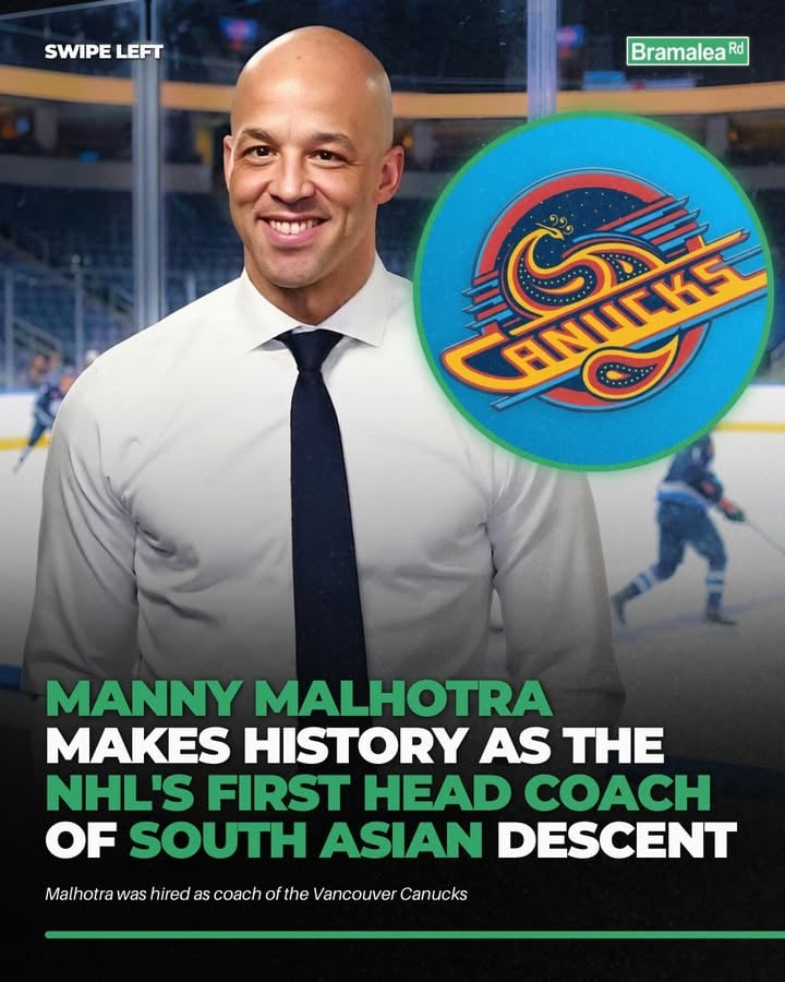 #MannyMalhotra makes NHL history as the first head coach of South Asian descent, after being announced as the new #VancouverCanucks coach ‼️

Malhotra was born in #Mississauga to a Punjabi father, who emigrated from India, and a French-Canadian mother. In 1998, he also became the second player of South Asian heritage to play in the NHL 

What do y’all think of this ⁉️🅱️🛣️