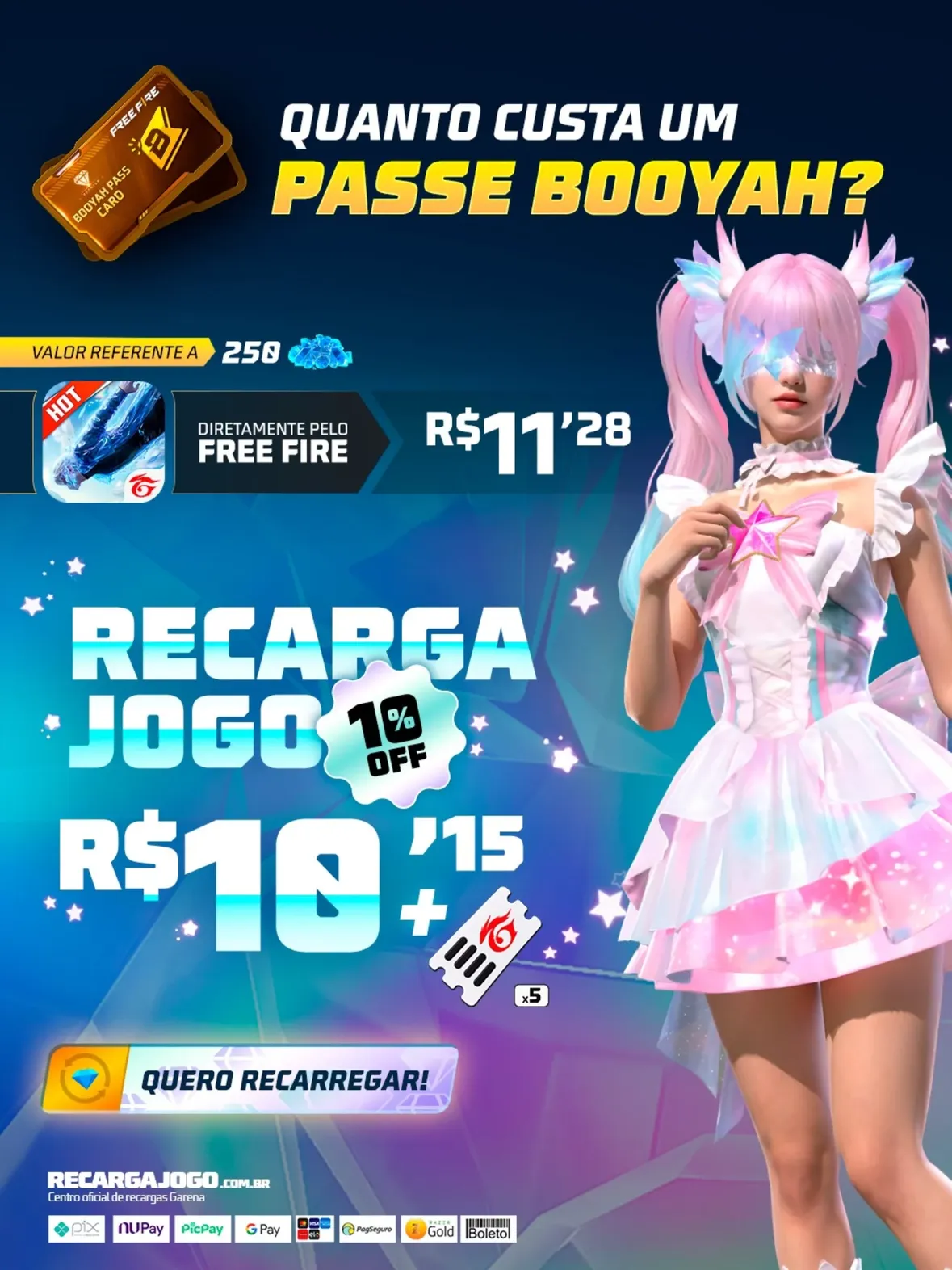 🔥 PASSE BOOYAH COM DESCONTO É NO RECARGA JOGO! 🔥
Muita gente pergunta quanto custa o Passe Booyah, e a resposta é fácil: no Recarga Jogo, o preço é melhor e ainda ganha presente! 💎

⚠️ ATENÇÃO: SÓ CONFIE NO RECARGA JOGO! ⚠️
Não coloque a conta em risco usando sites estranhos. O Recarga Jogo (recargajogo.com.br) é o lugar oficial da Garena. Para comprar diamantes e passes com segurança, só confie nele!

Veja as vantagens:
✅ Desconto: 10% a menos no valor do passe.
✅ Bônus: Leva 5 cartões de recarga de brinde.
✅ Pagamento Fácil: Aceita PIX, boleto, cartão e muito mais.

🚀 Não perca tempo! Entre agora no site oficial, escolha como quer pagar e garanta o seu Passe Booyah e muito mais! Link na bio.
#freefire #freefirebrasil #Recargajogo #socialff #LancamentoFF