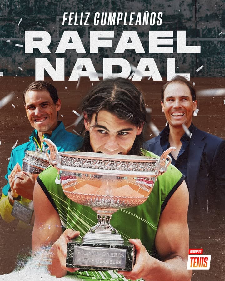 🥳 40 VECES RAFA NADAL 🔝

Dueño de un tenis único, ídolo de muchos, campeón de Grand Slam en 2️⃣2️⃣ ocasiones y leyenda absoluta en #RolandGarros. 

¡Te deseamos un gran día, @rafaelnadal! 🇪🇸🎊