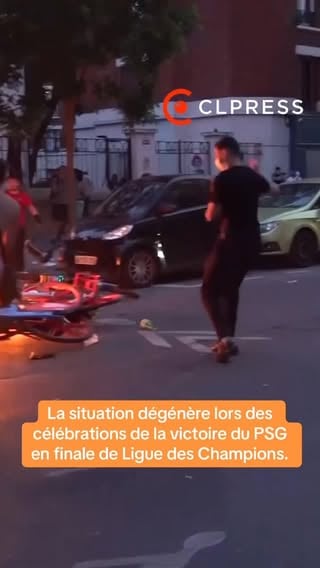 La situation dégénère à Paris lors des célébrations de la victoire du PSG en finale de Ligue des Champions. #psg #parissaintgermain #liguedeschampions #police #UCLFinal