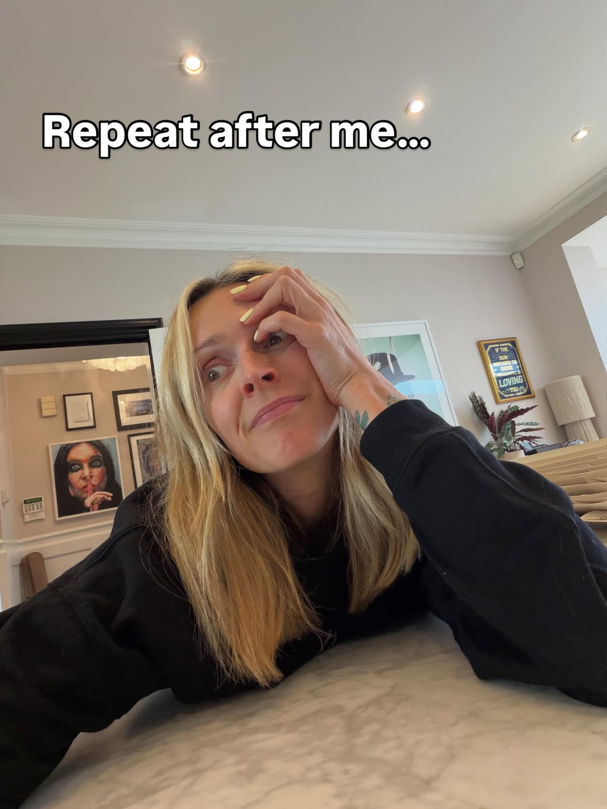 My sleep has gone to total shit again. I feel out of it and hungover without having had a drink. 

I know how I work… I blame myself. I’m not getting life right/doing the right things/attracting the right stuff in/moving out of a negative head space. Sometimes we can’t…for a bit…. And that’s ok. 

Here’s what I’m telling myself today. 
Add yours ⬇️