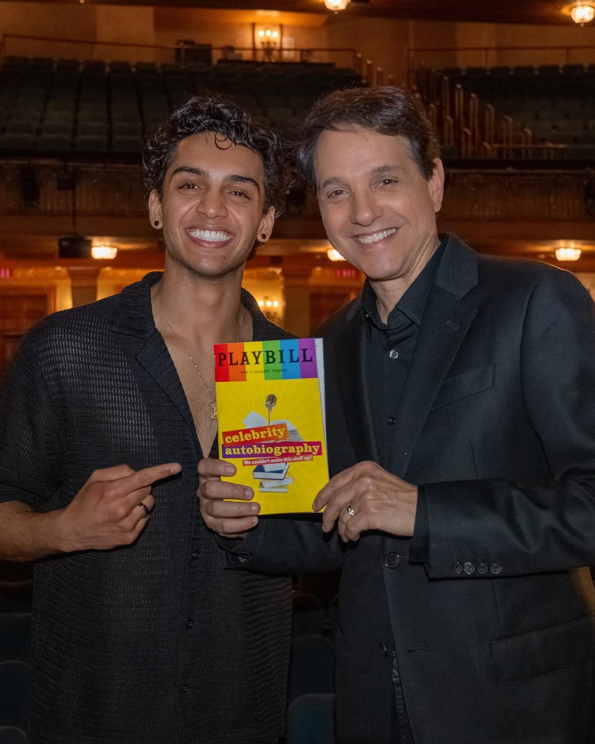 Johnny Cade takeover 🤝
@caleb.mathura from @outsidersmusical came by to wish @ralph_macchio a happy first performance!

You can see Ralph in Celebrity Autobiography now through June 14th at the Shubert Theatre and The Outsiders is just around the corner at the Jacobs Theatre 💛

📸 @masonrobertbray 

#broadway #theoutsiders #celebrityautobiography #nyc #comedy