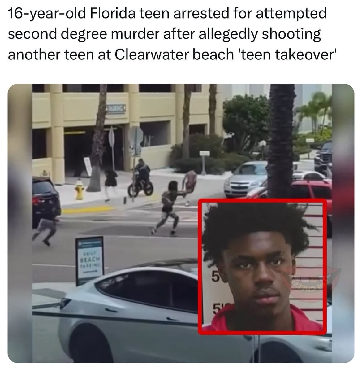 16-year-old Noel Marsh III was charged with attempted second-degree murder, discharging a firearm in public and unlawful possession of a firearm by a minor. Police say Marsh fired seven shots and hit the 17-year-old victim in the leg, arm and chest. The victim is in the hospital but is expected to be ok. 

Investigators say a fight between two groups who know each other escalated into the shooting. The fight started, police say, about a month ago in Winter Haven,FL. The victim told detectives it stems from social media and party-related rivalries. Marsh won’t talk to detectives, police say. Via @theylovequasha_