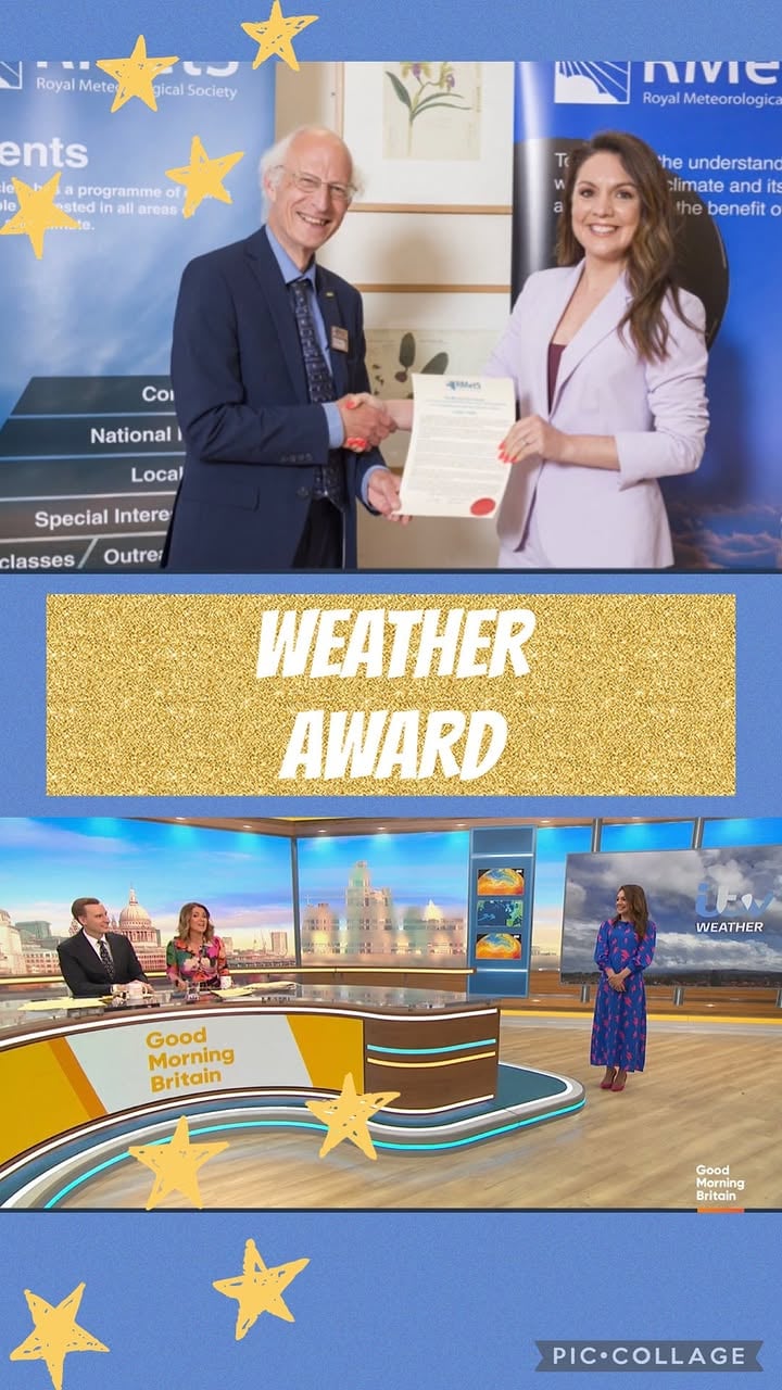 🏆 Yesterday I was honoured to receive an award from the @rmets_ 

‘The Michael Hunt award’ for ‘increasing public understanding of meteorology amongst a non scientific audience’

Michael was a legendary meteorologist & was the weather presenter in Anglia in the 60’s, 70’s & 80’s.

Feeling ☺️🤓
@gmb