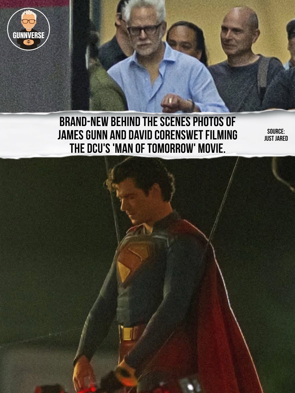 James Gunn and David corenswet on set of man of tomorrow in new photos released by just Jared! 🔥🔥🔥🔥 filming continues today! 
-
#manoftomorrow #superman #jamesgunn #davidcorwnswet #dcu