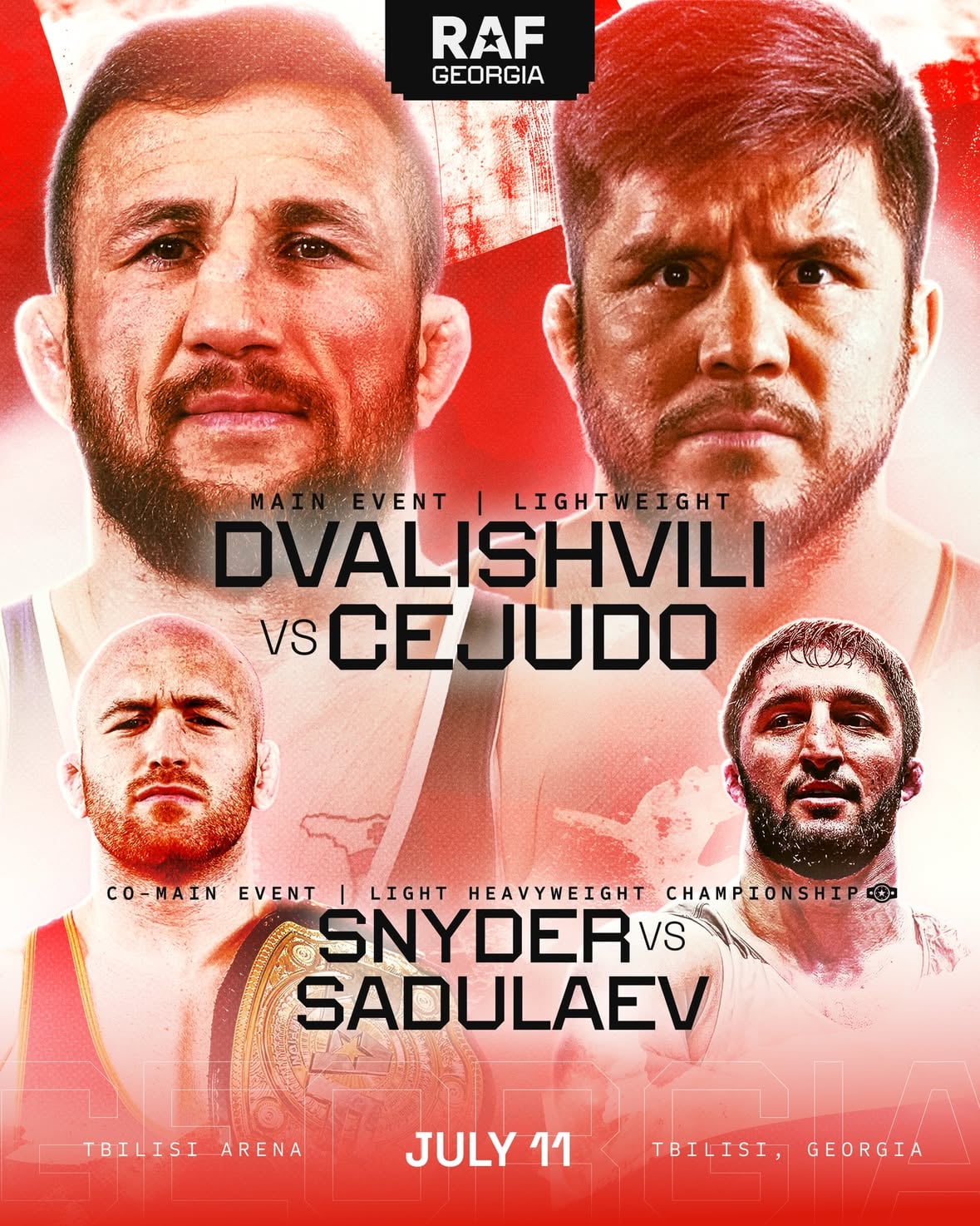 Dvalishvili vs. Cejudo. Snyder vs. Sadulaev. 🤯

Georgia hosts our biggest event yet. Tickets coming soon at the link in bio.