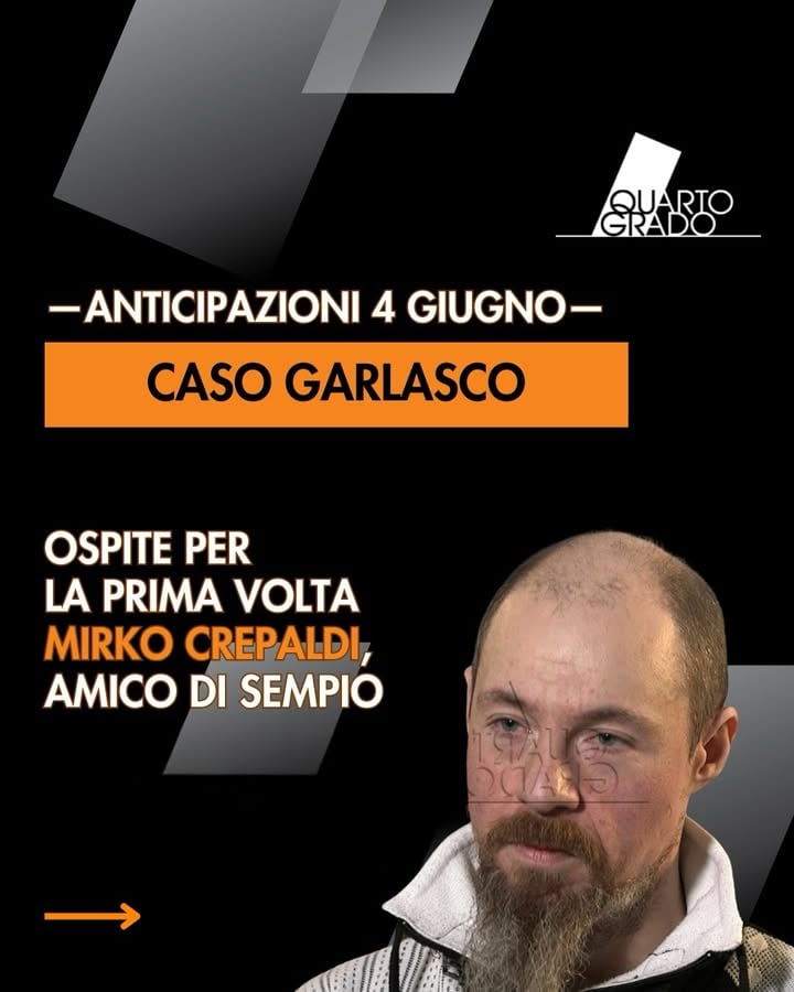 Questa settimana #Quartogrado raddoppia: appuntamento giovedì e venerdì in prima serata su @rete4 

Nella puntata di giovedì 4 giugno: Garlasco, il profilo psicologico di Andrea Sempio raccontato da un amico storico ospite in studio per la prima volta; Pamela Genini, la verità di Francesco Dolci.