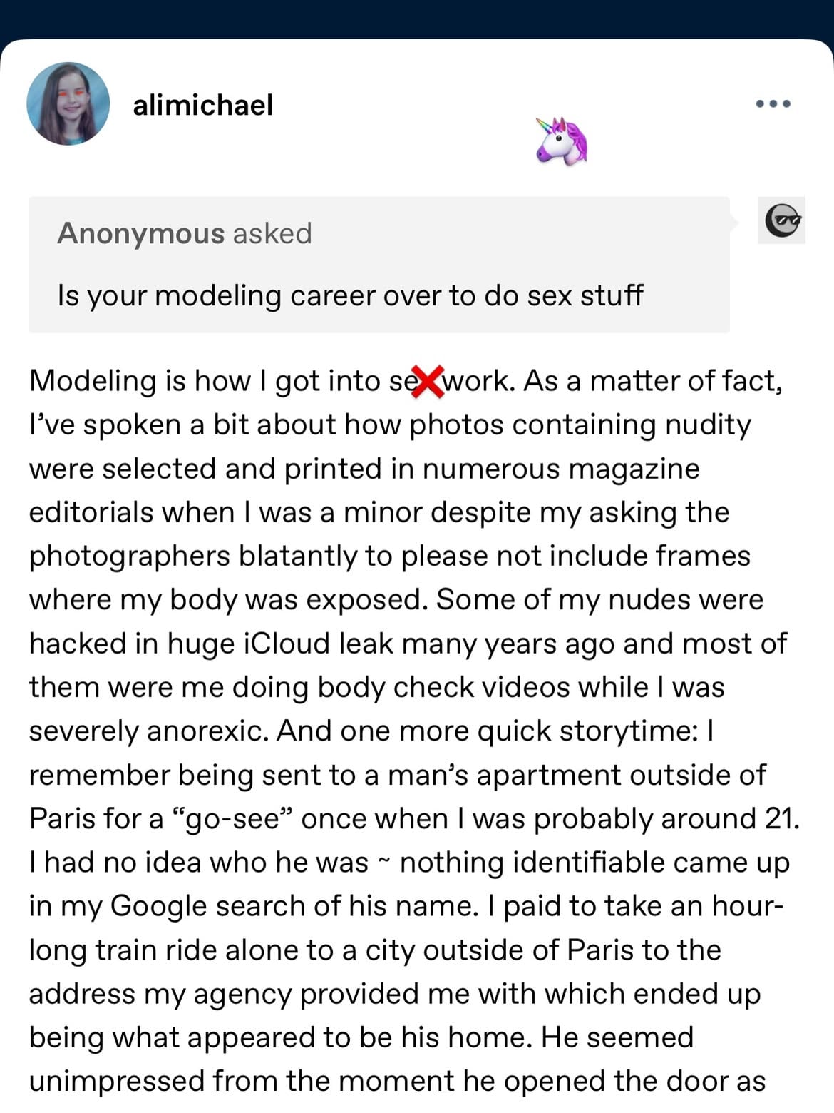 Answering questions on alimichael.tumblr.com after a ten year absence ⌛️🕛💕