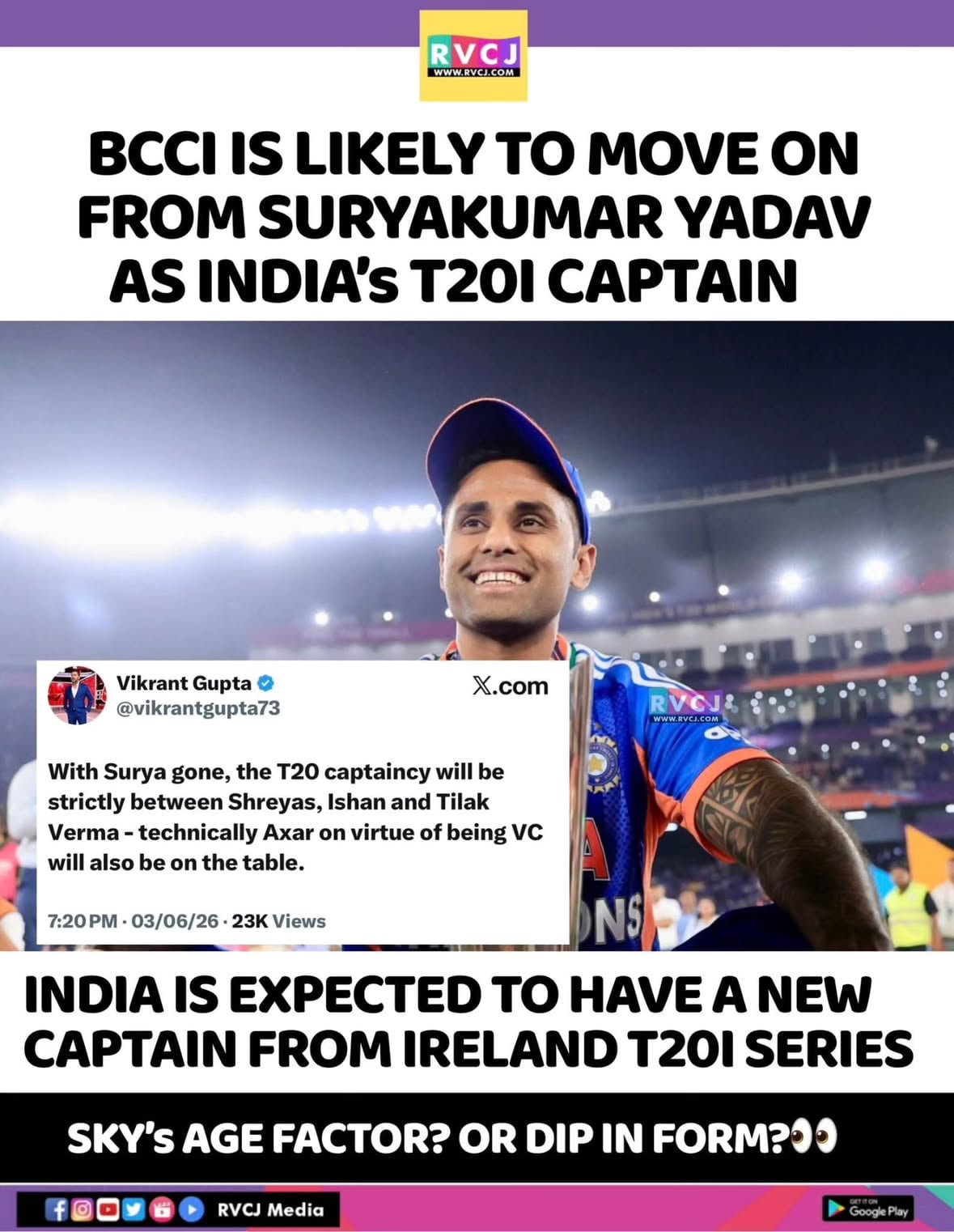 New T20I Captain.?🤔
#rvcjinsta