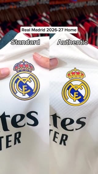 Standard vs Authentic spec 🔍

Take a look at the key differences between the standard and authentic spec adidas shirts with the brand new Real Madrid shirt. Authentic spec shirts are the lightweight, match ready player versions of the shirts allowing you to wear a shirt featuring the same technology as worn on the pitch.

The Authentic spec shirt features:

▫️Heat transferred crest and adidas logo
▫️Breathable lightweight material and a more fitted design 
▫️”Authentic” detail to lower front 
▫️AU code on tag