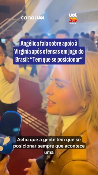 Antes da estreia do musical em homenagem ao Paulo Gustavo, Angélica conversou com a imprensa e mandou seu apoio para Virginia Fonseca.

A influenciadora foi alvo de ofensas no último amistoso da seleção brasileira.

🗣️ “Acho que a gente tem que se posicionar sempre que acontece uma situação, assim, de agressão com qualquer mulher”, disse Angélica.

📸 @filipepavao_

#UOLHoje #VirginiaFonseca #Angélica
