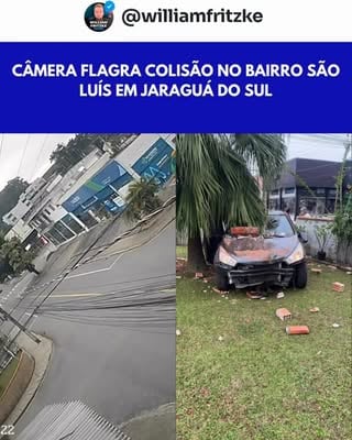 Agora: Câmera flagra colisão no Bairro São Luís em Jaraguá do Sul. Mais uma, já foram várias ali…