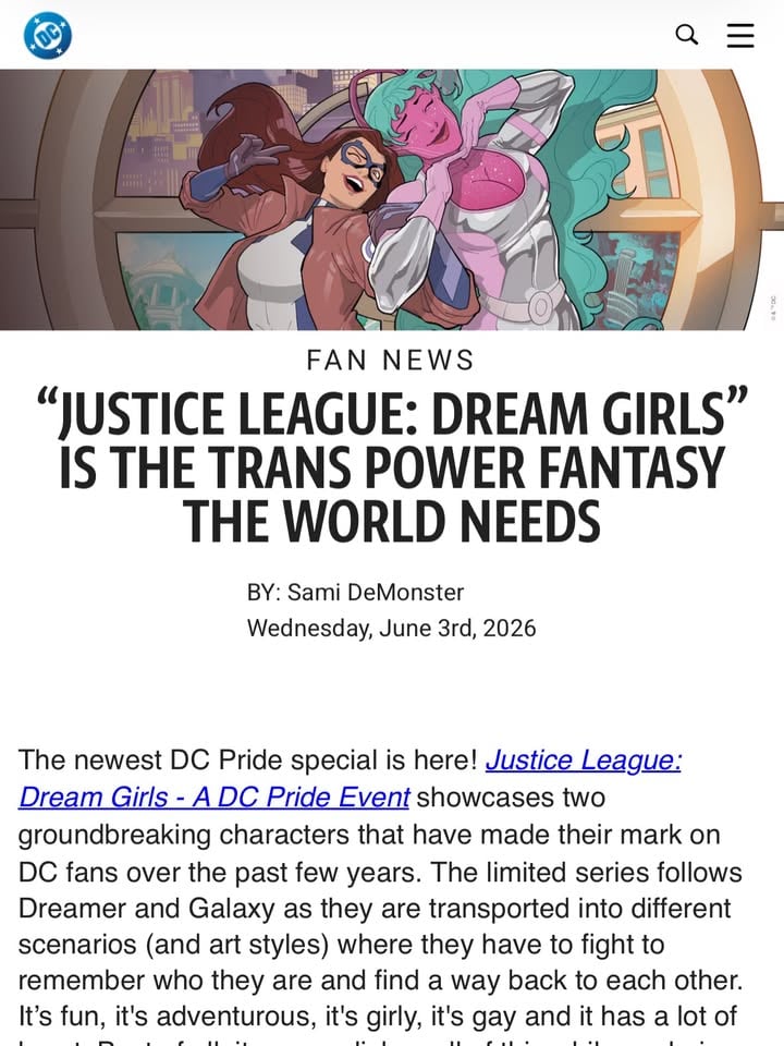 Happy pride, DC fans! JUSTICE LEAGUE: DREAM GIRLS #1 is out now! I had the incredible opportunity to interview Nicole Maines and Jadzia Axelrod for the DC site, you can read the entire interview on DC.com now! :-) 

#DCcomics #DCpride