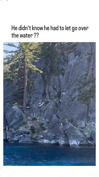 The post shares a 22-second video of a man in swim trunks grabbing a rope swing from a high rocky cliff overlooking water, swinging out but failing to release it at the peak, causing him to arc back and slam into the jagged rock face before sliding down.
@CensoredLeak
, an account posting daily strange and viral real-life clips, captioned it questioning the man's awareness of proper rope swing technique, leading to 3.5M views and hundreds of replies mixing humor with concern over the impact.
Onlookers on the cliff react as the man tumbles; comments emphasize the painful lesson in release timing, note he avoided a worse water drop, and highlight risks of improvised cliff swings without clear instructions.