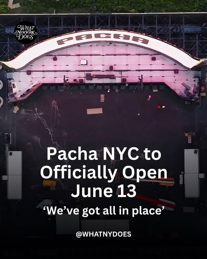@pachaofficialnyc announced that all is in place for opening weekend, and unveiled its first official image and drone footage, offering a look inside the iconic Ibiza-born brand’s Brooklyn home as the venue enters its final weeks before opening. Pacha New York will debut with a June 13-14 pre-opening weekend curated by @rampa_keinemusik and sold-out opening weekend celebrations with @michael_bibi_ and @realblackcoffee on June 20-21 #whatnydoes