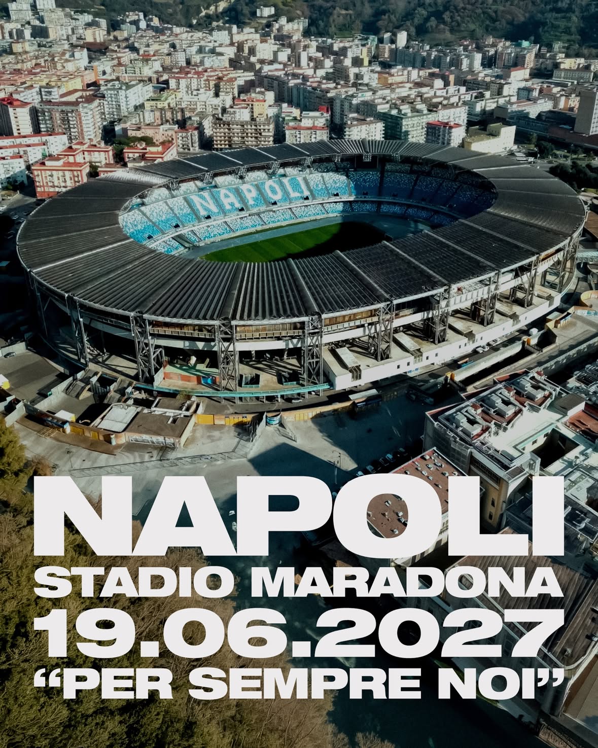 NAPOLI MIA, PER TE.
IL NOSTRO PRIMO STADIO MARADONA 🔥❤️
19.06.2027

Pre-sale esclusiva disponibile ora per gli iscritti al Fan Club Ufficiale. 
Da Domani alle 14:00 apertura della pre-sale sul canale Broadcast.
Vendita a tutti dal 6 giugno alle ore 14:00.