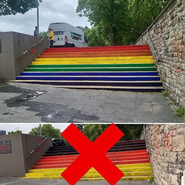 Macht mal Lärm für die Schüler*innen des MPG!!!

In Windeseile haben sie die Göttinger Pridetreppe wieder hergestellt!
Unterstützt den @csdgoettingen am Samstag, den 20.6.2026!!!
🏳️‍🌈

@mpg_queer @klimagruppe.mpg 

#bgr #gegenrechts #widerstand #goettingen #csd