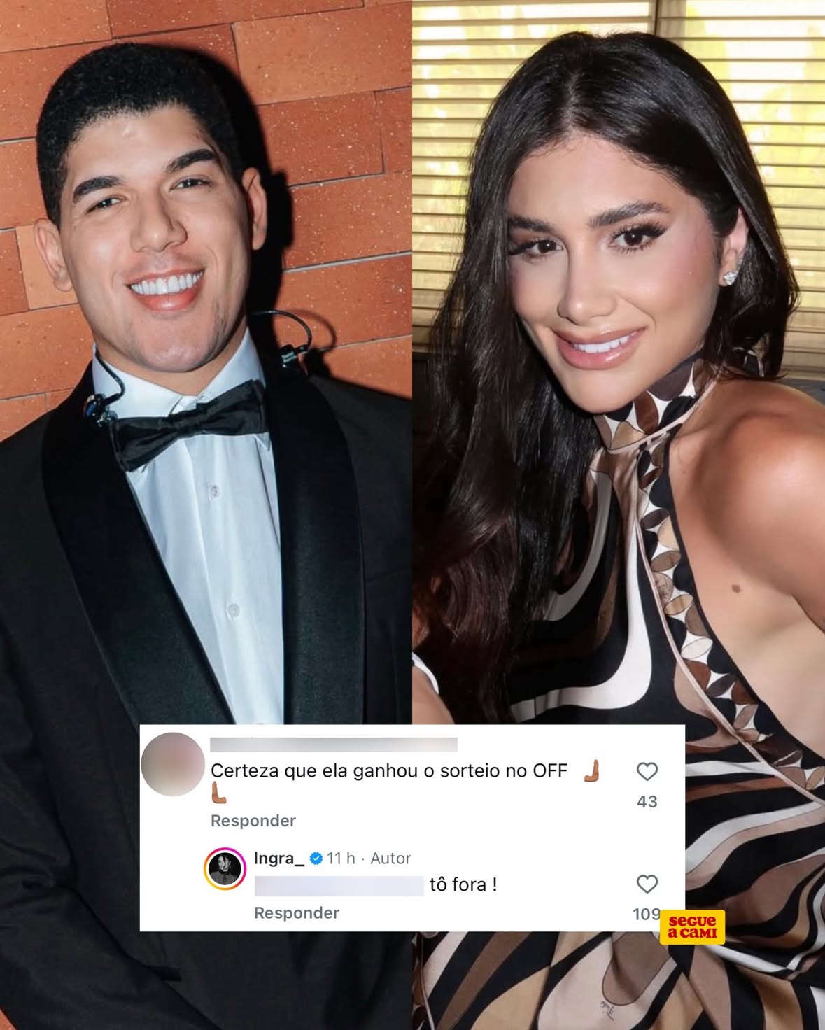 Tá fora! 🗣️ Uma internauta comentou em uma foto de Ingra Soares dizendo que ela teria sido a vencedora do famoso sorteio de Zé Vaqueiro. A influenciadora respondeu de forma direta: “tô fora”.

Pra quem não sabe, o sorteio é uma brincadeira recorrente entre os fãs do cantor, que vivem perguntando quem será a pessoa sorteada para ficar com ele. O assunto já rendeu diversos comentários e até um vídeo viral de Álvaro brincando sobre não ter sido o escolhido 😂

(Imagem/Reprodução: Redes Sociais)