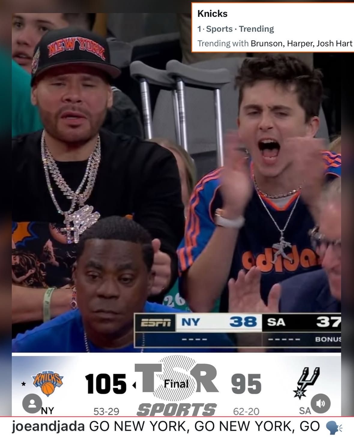 #CaptionThis: #FatJoe shared his reaction following the #Knicks win against the #Spurs.🤣😩 Roomies, were you tuned in? ✍🏾:#TSRStaffJR