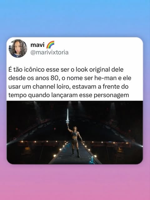 VEIO AÍ! Quem aí não lembra do icônico He-Man com seus aliados Teela e Duncan sempre lutando pro bem do mundo contra o icônico Esqueleto?💀️

Agora chegou a hora de ir assistir o live action e descobrir como o Príncipe Adam de Eternia se transformou em He-Man, com muita ação, humor e muita cor!! Por aqui já estamos com a pipoca pronta! Mestres do Universo hoje exclusivamente nos cinemas 🍿

#MestresDoUniverso #pubIicidade