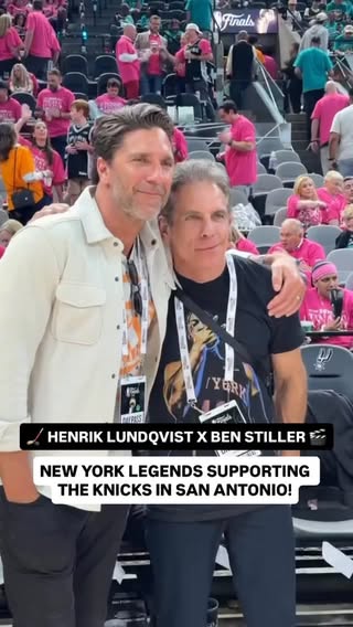 @benstiller and @hlundqvistofficial here in San Antonio linking up to support the @nyknicks for the NBA Finals! 🤩